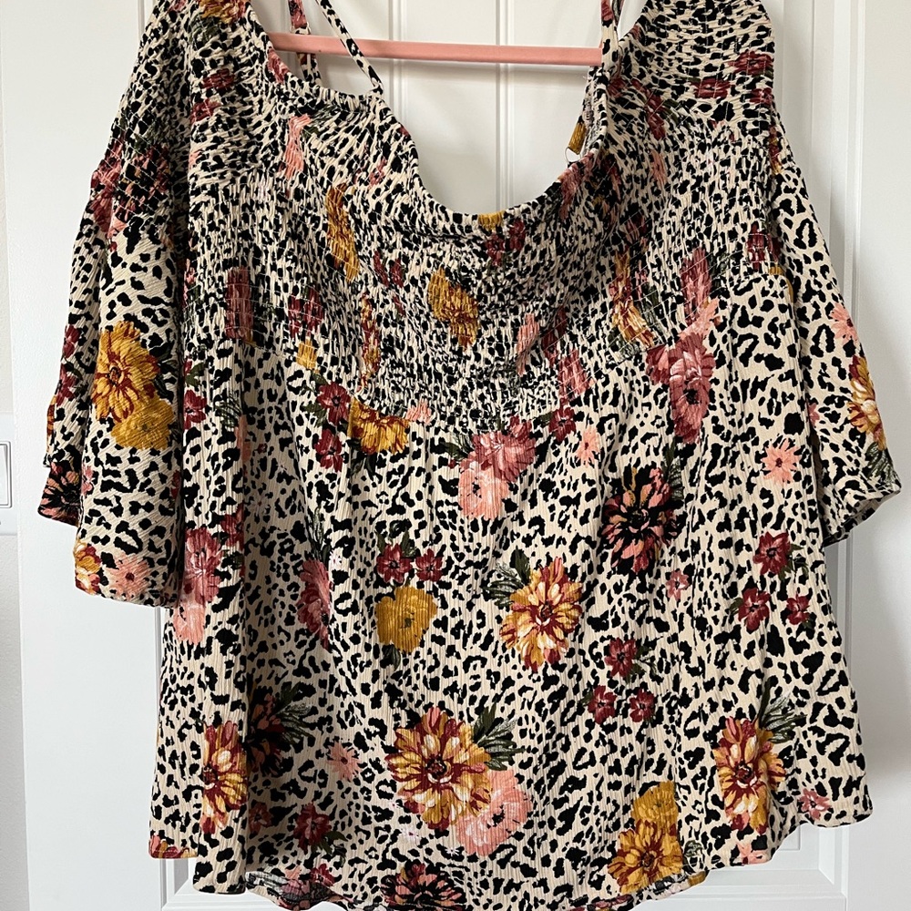 Torrid PLUS SIZE Babydoll Crinkle Gauze Smocked Off Shoulder Top. 4X
